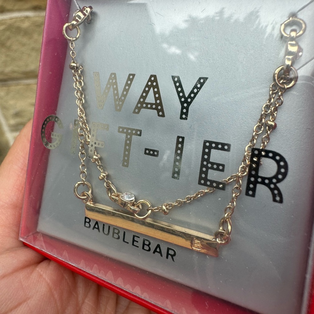 NEW BaubleBar Yellow Gold Personalized Initial “E” Metal Bar Necklace